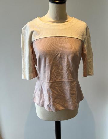 ZGAN roze wit peplum top blouse shirt Vanilia S M 36 38  beschikbaar voor biedingen