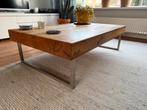 Houten salontafel met stalen poten, Huis en Inrichting, Tafels | Salontafels, Ophalen, Gebruikt, 100 tot 150 cm, 50 tot 100 cm
