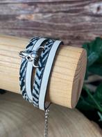 Wikkel armband crème zebra print buffel skull, Verzenden