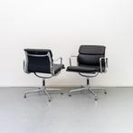 20 x Vitra Eames EA 208 Softpad Zwart Leer - Chroom, Huis en Inrichting, Stoelen, Ophalen of Verzenden, Zo goed als nieuw, Zwart