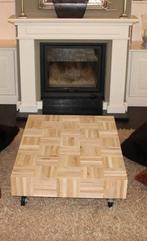 Eiken Bloktafel op Wielen - Robuust & Uniek!, Huis en Inrichting, Ophalen, Gebruikt, Eikenhout, 50 tot 100 cm