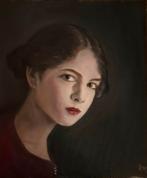 Portret van een jonge vrouw, olieverf, Ophalen of Verzenden