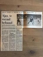 Voetbal krantenartikel FC Twente Ajax december 1978, Ophalen of Verzenden, Knipsel(s)