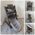 ZGAN!Stokke Tripp Trapp hazy grey+babyset,newbornset evt.2x, Stoelverkleiner, Ophalen of Verzenden, Zo goed als nieuw, Stokke Tripp Trapp