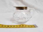 Antiek, glazen melkkannetje metalen rand, Antiek en Kunst, Antiek | Glas en Kristal, Ophalen of Verzenden