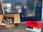 Set 10 panelen 1 omvormer doos bevestigingS materiaal, Ophalen of Verzenden, Gebruikt, Compleet systeem, 200 wattpiek of meer