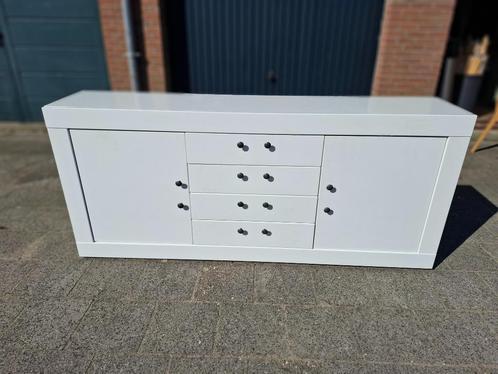 Hoogglans witte dressoir/ladekast, 4 laden en 2 deurtjes, Huis en Inrichting, Kasten | Ladekasten, Gebruikt, Minder dan 100 cm