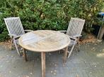2 Teakhouten stoelen, Tuin en Terras, Tuintafels, Ophalen of Verzenden, Gebruikt, Rond, Teakhout