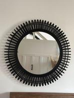 Zwarte Rotan Wandspiegel PTMD Collection, Ophalen, Minder dan 50 cm, Rond, Zo goed als nieuw