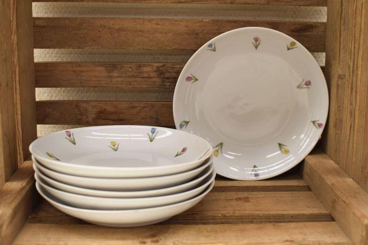 6 stuks Hollands Glorie porseleinen diepe borden 46329, Huis en Inrichting, Keuken | Servies, Gebruikt, Bord(en), Wedgwood, Aardewerk