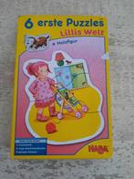 5 houten puzzels in doos Haba Lilli's wereld, Ophalen of Verzenden, Zo goed als nieuw, Van hout, Minder dan 10 stukjes