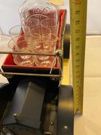 antiek oldtimer met muziekdoos en whiskykaraf en 6 glazen, Ophalen of Verzenden
