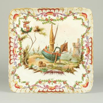 Franse faïence schaal Faïencerie de Lille 19e eeuw  beschikbaar voor biedingen