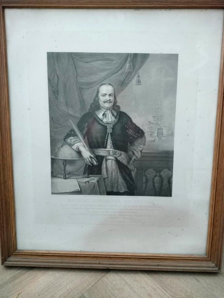 Prent Michiel de Ruyter - Historische Figuur, Antiek en Kunst, Kunst | Etsen en Gravures, Ophalen of Verzenden