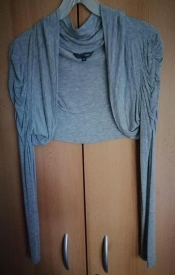 grijze  boléro lange mouwen mt 46  beschikbaar voor biedingen