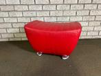 Leolux Balou Hocker / voetenbank rood leer, Ophalen, Gebruikt, Leolux, Rechthoekig