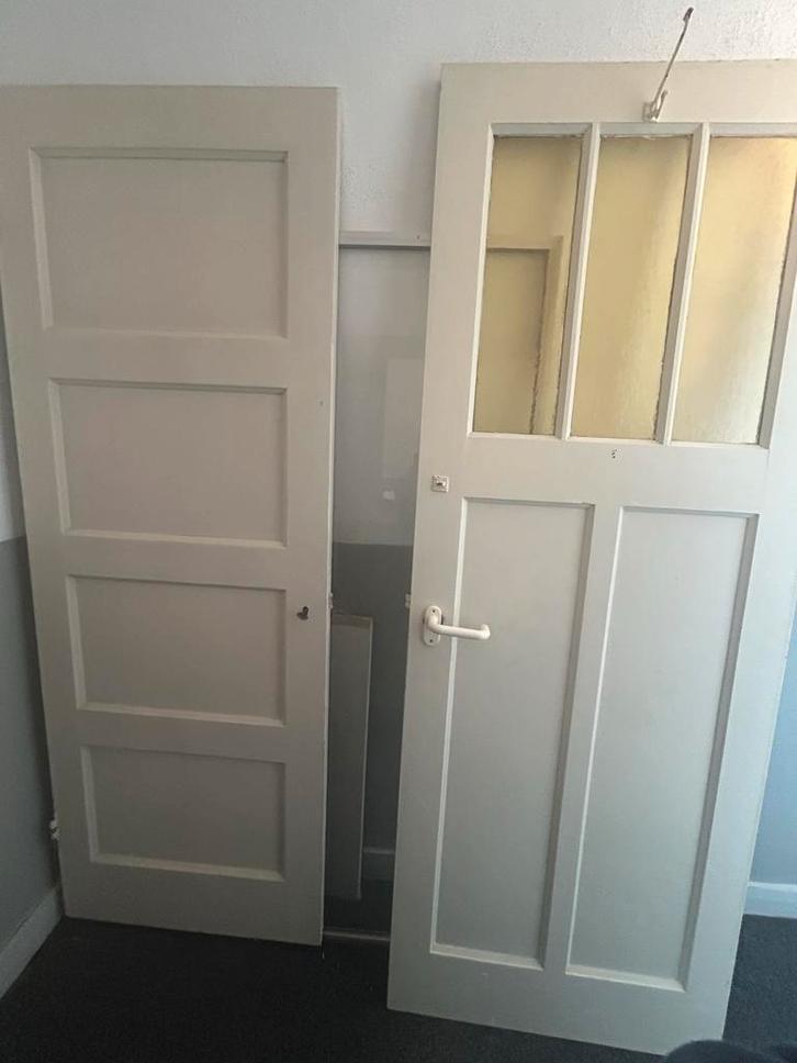 Originele Jaren 30 Paneeldeuren, Doe-het-zelf en Verbouw, Deuren en Horren, Gebruikt, Binnendeur, 200 tot 215 cm, Minder dan 80 cm