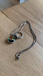 Zilveren zinzi ketting & ring Swarovski, Sieraden, Tassen en Uiterlijk, Kettingen, Ophalen of Verzenden, Gebruikt, Zilver