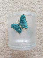 3 Waxinelicht houders met vlindertjes erop, Overige materialen, Wit, Ophalen of Verzenden, Zo goed als nieuw