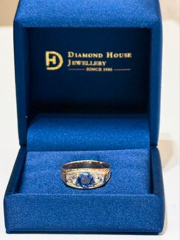 18 karaat gouden ring met natuurlijke diamant en tanzaniet! beschikbaar voor biedingen