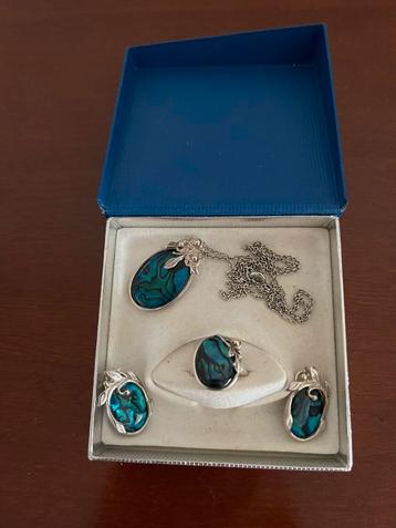 Antiek zilveren(835) set met paua-opalen beschikbaar voor biedingen