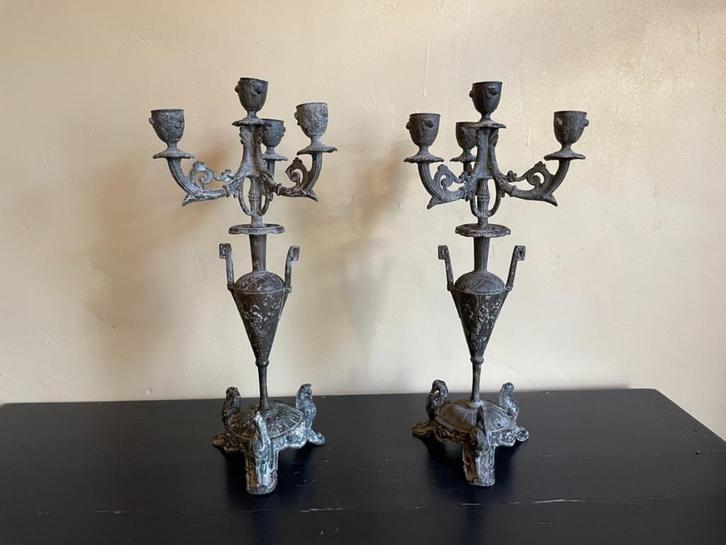 Set Kandelaars met vogels Frans antiek, Antiek en Kunst, Antiek | Woonaccessoires, Ophalen of Verzenden