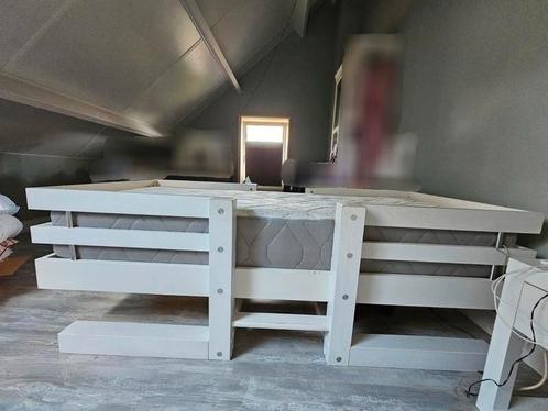 Kinderbed 90x200 hout bed frame randen wit, Antiek en Kunst, Antiek | Meubels | Bedden, Ophalen
