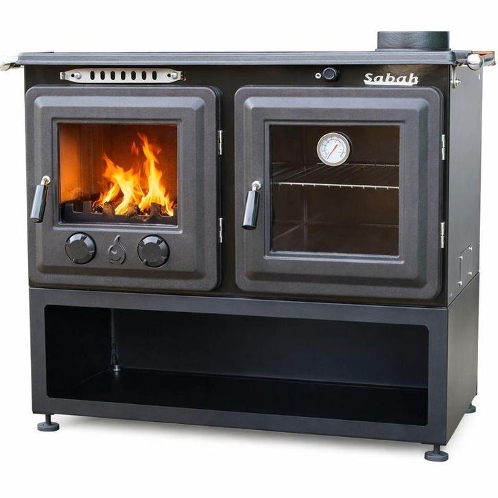 S108 Sabah Luxe Open Haard Kachel +Oven + 10kw + Houtskachel, Huis en Inrichting, Kachels, Nieuw, Vrijstaand, Houtkachel, Hout