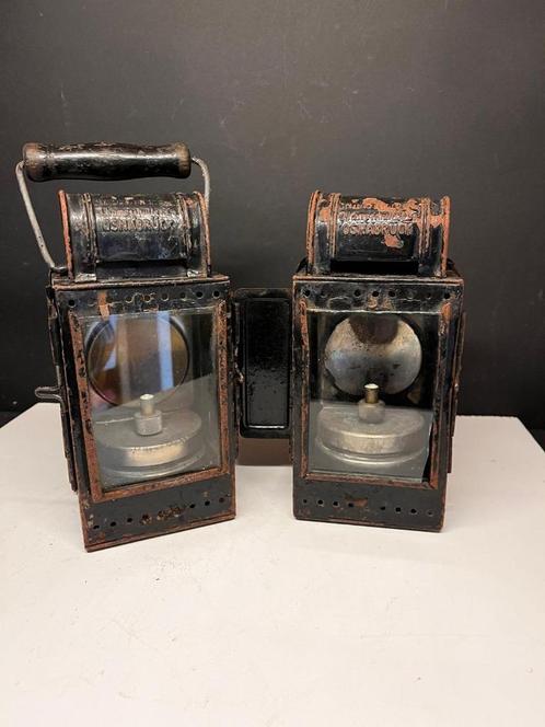 58) Twee oude Duitse carbid lantaarns., Antiek en Kunst, Antiek | Lampen, Ophalen of Verzenden