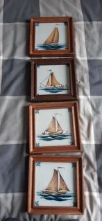 4 Makkumer aardewerk tegels, ingelijst., Huis en Inrichting, Minder dan 50 cm, Gebruikt, Ophalen of Verzenden, Schilderij