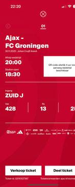 2 kaarten Ajax - Groningen Vak 428, Tickets en Kaartjes, Seizoenskaart, Twee personen, November