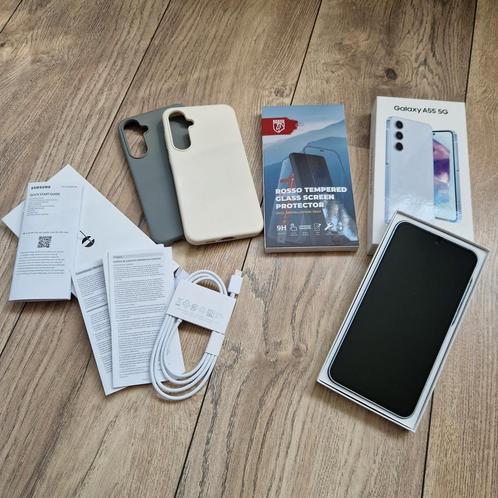 Samsung Galaxy A55 5 G, 256 GB incl toebehoren en extra, Telecommunicatie, Mobiele telefoons | Toebehoren en Onderdelen, Zo goed als nieuw