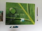 Whiteboard van glas, magneetbord groen blad met waterdruppel, Ophalen