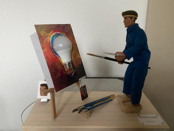 Benbrandt Schilderijlamp - Uniek Kunstobject, Antiek en Kunst, Kunst | Designobjecten, Ophalen of Verzenden