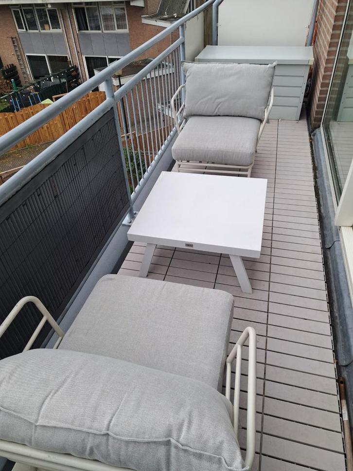 Metalen Tuinset met Kussens, Tuin en Terras, Tuinsets en Loungesets, Gebruikt, Tuinset, Overige materialen, 2 zitplaatsen, Bijzettafel