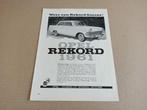 Reclame (uit oud tijdschrift) Opel Record (1961), Verzamelen, Auto's, Gebruikt, Verzenden