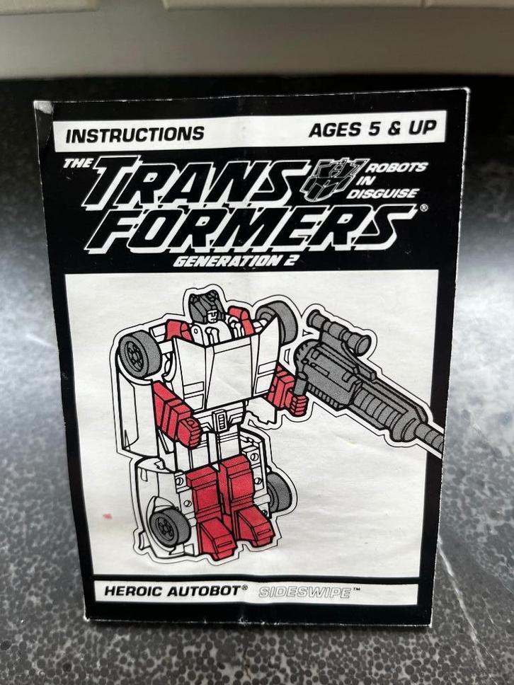 Transformers G2; Canadese instructie boekje Sideswipe, Verzamelen, Transformers, Gebruikt, G1, Autobots, Ophalen of Verzenden