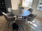 Eetkamer tafel met 6 draai stoelen, Huis en Inrichting, Tafels | Eettafels, Ophalen, Rond, Zo goed als nieuw, Vijf personen of meer
