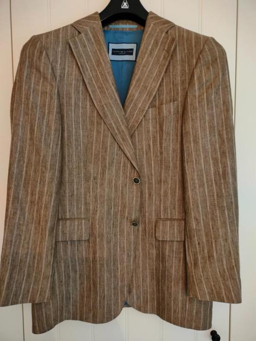 Tommy Hilfiger linnen beige gestreepte blazer, mt. 48, Kleding | Heren, Kostuums en Colberts, Zo goed als nieuw, Maat 48/50 (M)