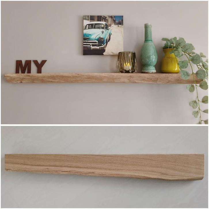 Wandplank zwevend eikenhout decoratief schap 80cm #193, Huis en Inrichting, Woonaccessoires | Wandplanken en Boekenplanken, Nieuw