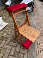 Antiek Bidstoeltje met Riet en Rood Fluweel, Antiek en Kunst, Ophalen