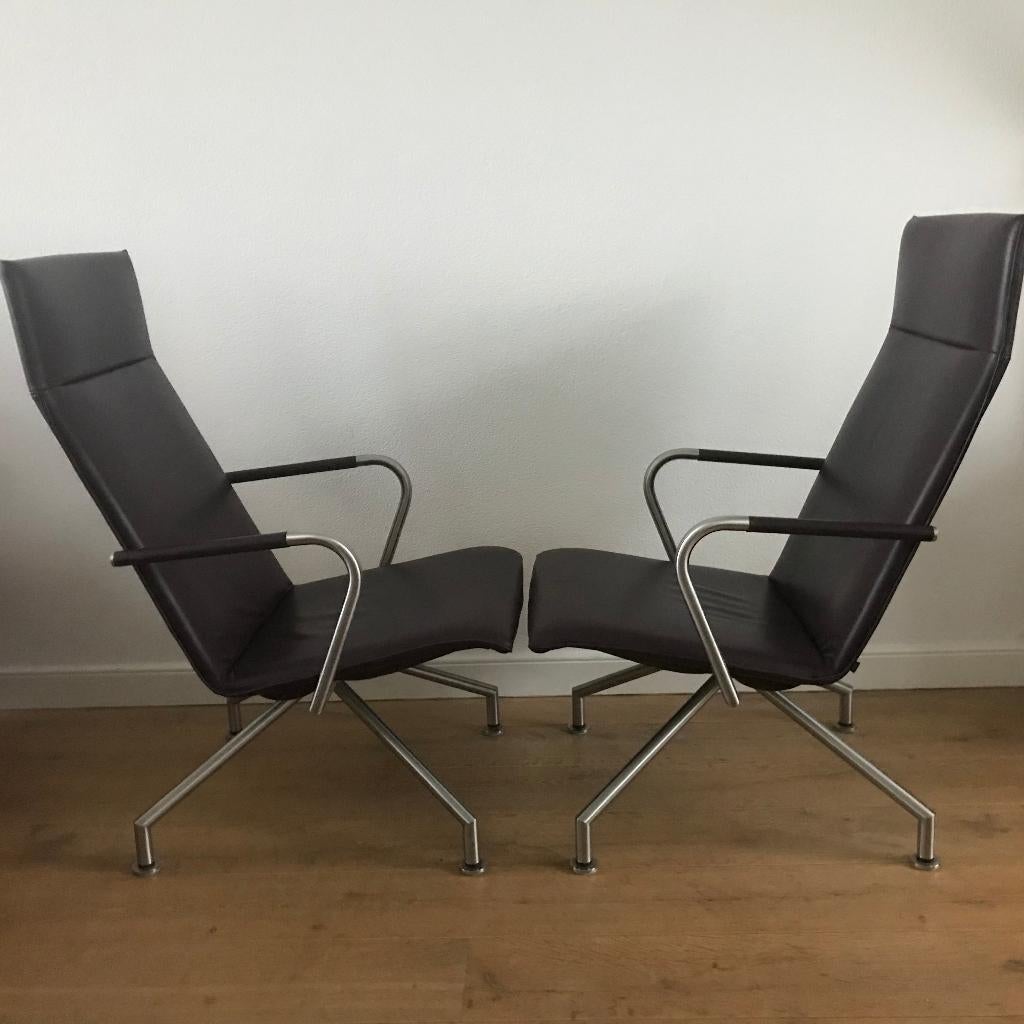 Set 2 IZGS Arco Lay Down Laydown fauteuils Leer RVS, Ophalen, Zo goed als nieuw, Nvt, Nvt