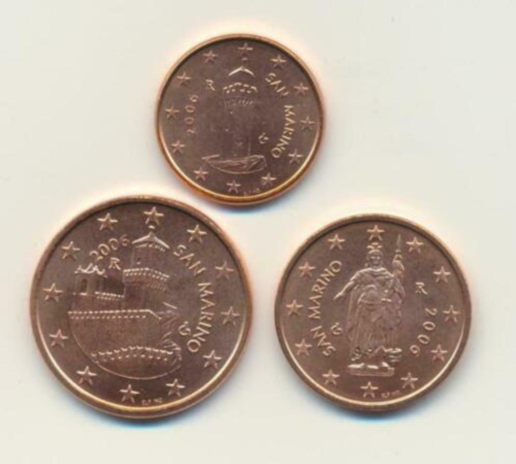 San Marino 2006 1-2-5 cent mint,in originele verpakking., Postzegels en Munten, Munten | Europa | Euromunten, Ophalen of Verzenden