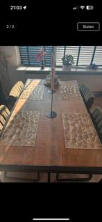 Mooie Hout met stalen salon en eettafel, Ophalen, Vijf personen of meer, Rechthoekig, 50 tot 100 cm