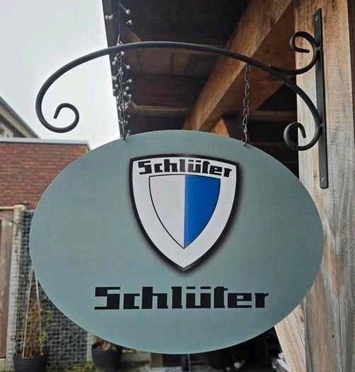 Dubbelzijdig SCHLÜTER UITHANGBORD (incl. beugel), Verzamelen, Merken en Reclamevoorwerpen, Nieuw, Reclamebord, Ophalen of Verzenden