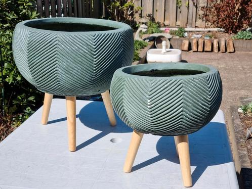 💥💥  Set van 2 bloembakken            polystone voor buiten, Tuin en Terras, Bloembakken en Plantenbakken, Zo goed als nieuw