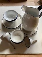 Wit emaille serviesdelen., Ophalen of Verzenden