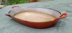 FE BELGIUM DESCOWARE gietijzer ovaal ovenschaal 36 cm, Gebruikt, Gietijzer, Ophalen of Verzenden, Keramische plaat