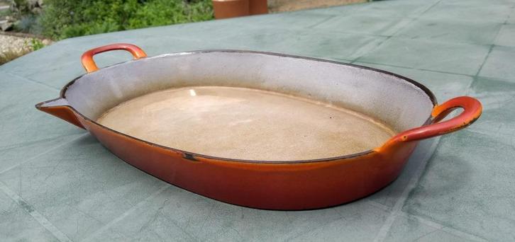 FE BELGIUM DESCOWARE gietijzer ovaal ovenschaal 36 cm, Huis en Inrichting, Keuken | Potten en Pannen, Gebruikt, Koekenpan of Braadpan