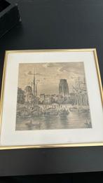 Tekening van haven met Laurenskerk Rotterdam, Antiek en Kunst, Ophalen
